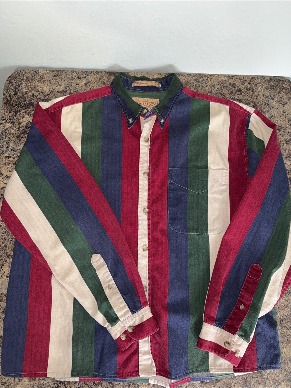 Vintage Coliseum Striped Button-Up Long Sleeve Brushpopper Western 100% Cotton L - Picture 12 of 12